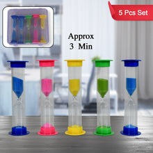 Plastic Hourglass Sand Timer Set – 3-Min Sand Clock for Kitchen, Office, School & Kids (5 Pc)