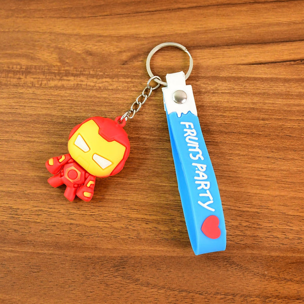 Cute Cartoon Silicone 3D Key Chain with Metal Hook & Strap (Pack of 1)