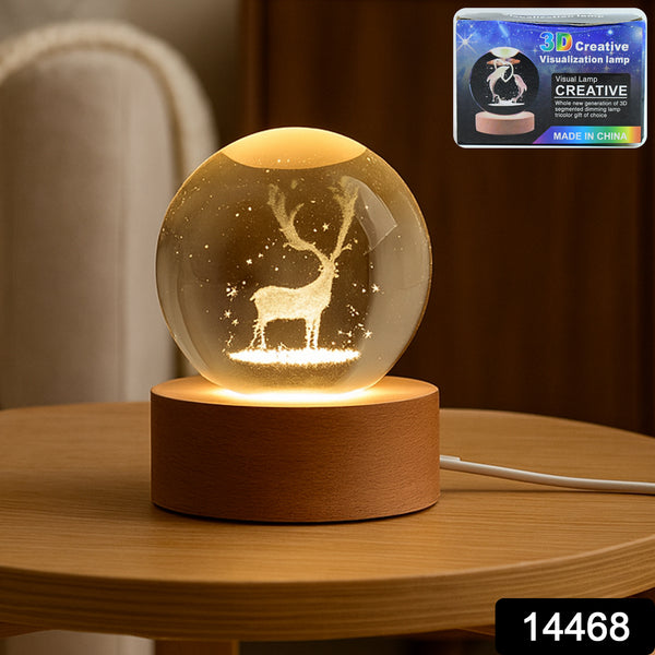Mela Crystal Ball Night Light Glass Ball Night Lamp With Wood Base