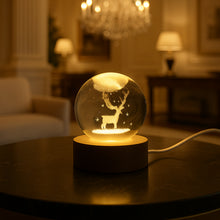 Mela Crystal Ball Night Light Glass Ball Night Lamp With Wood Base