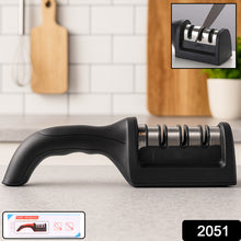 2051 Manual Red Knife Sharpener 3 Stage Sharpening Tool For Ceramic Knife And Steel Knives.