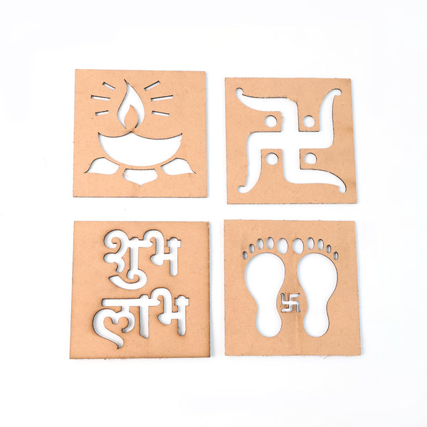 Wooden Decorative Cutouts (Mix Design  4 Pc)